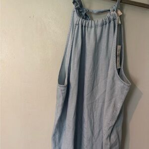 Anne Taylor Loft ntw blue denim chambray halter dress swing dress tie adjustable
